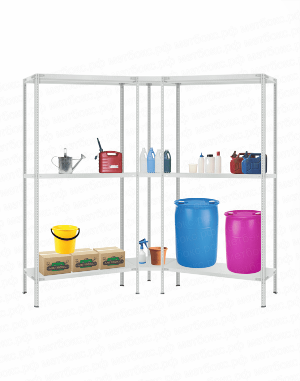 Стеллаж угловой 2000х1700х1700 (3 яруса глубиной 500мм)